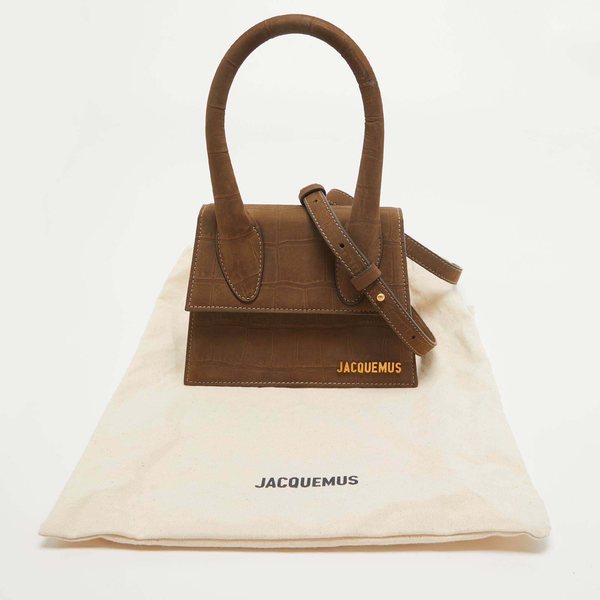 Jacquemus Brown Nubuck Leather Le Chiquito Moyen Top Handle Bag 9