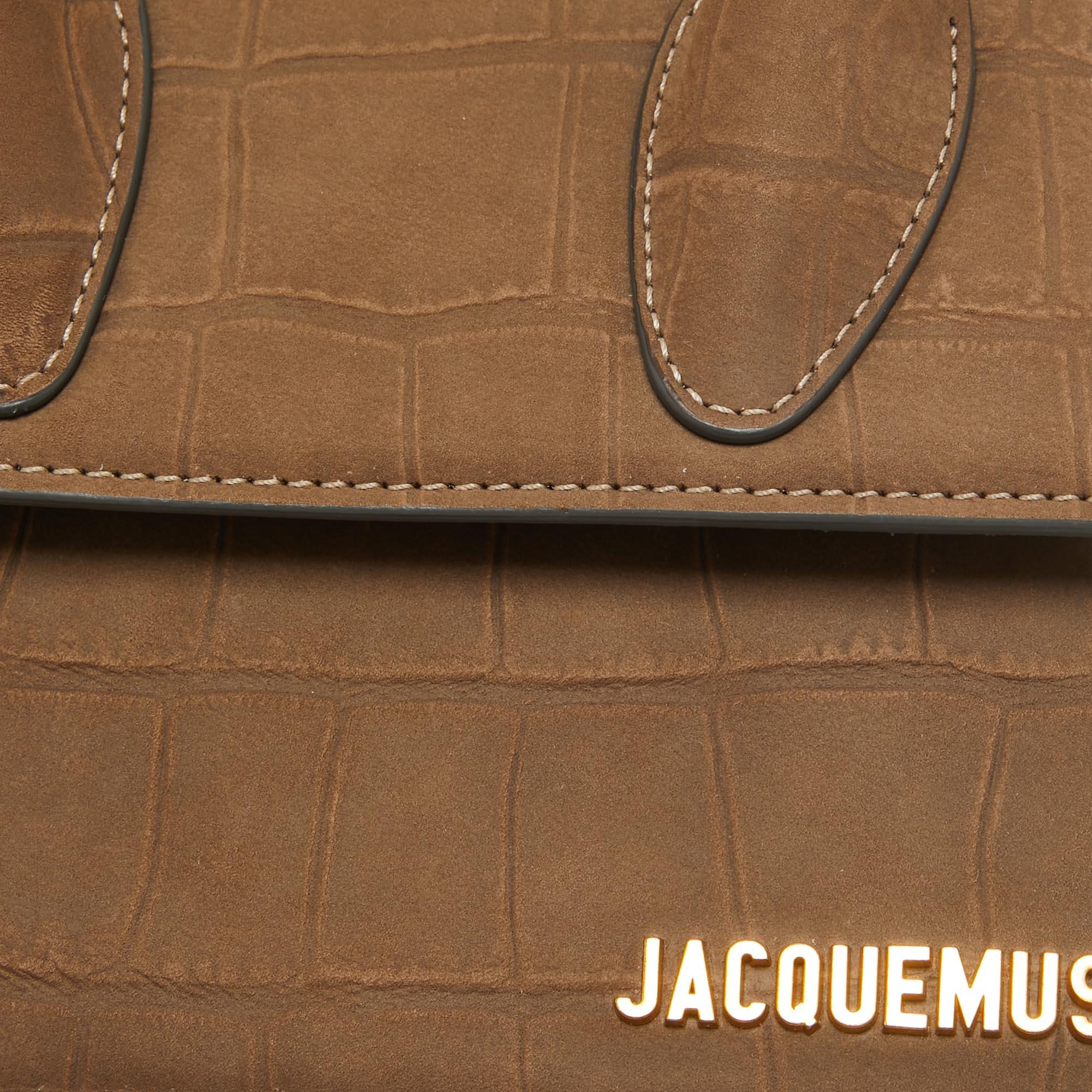 Women's Jacquemus Brown Nubuck Leather Le Chiquito Moyen Top Handle Bag