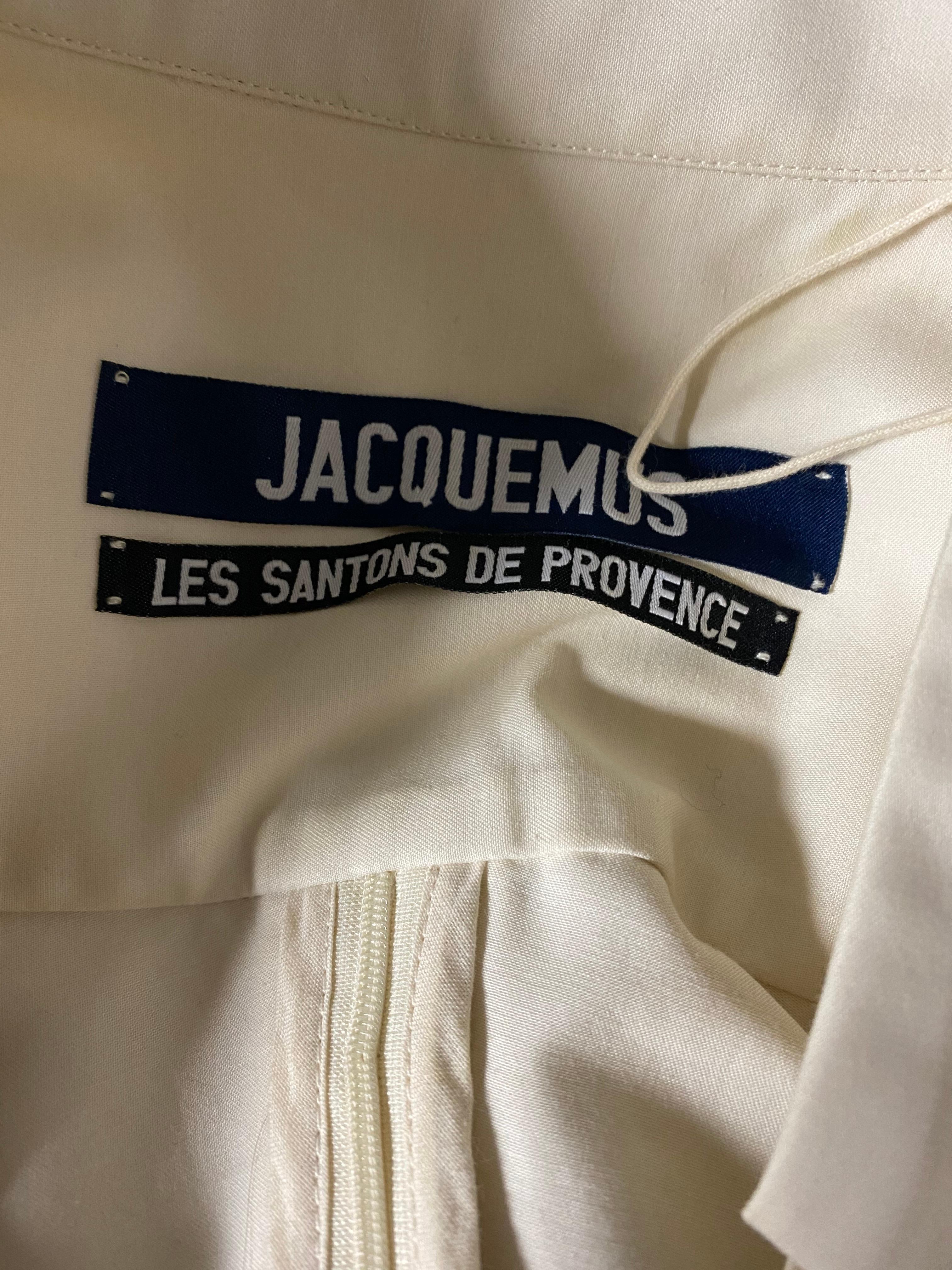 Jacquemus Cream, Ivory Cotton Shirt Top, Size 40 For Sale 2
