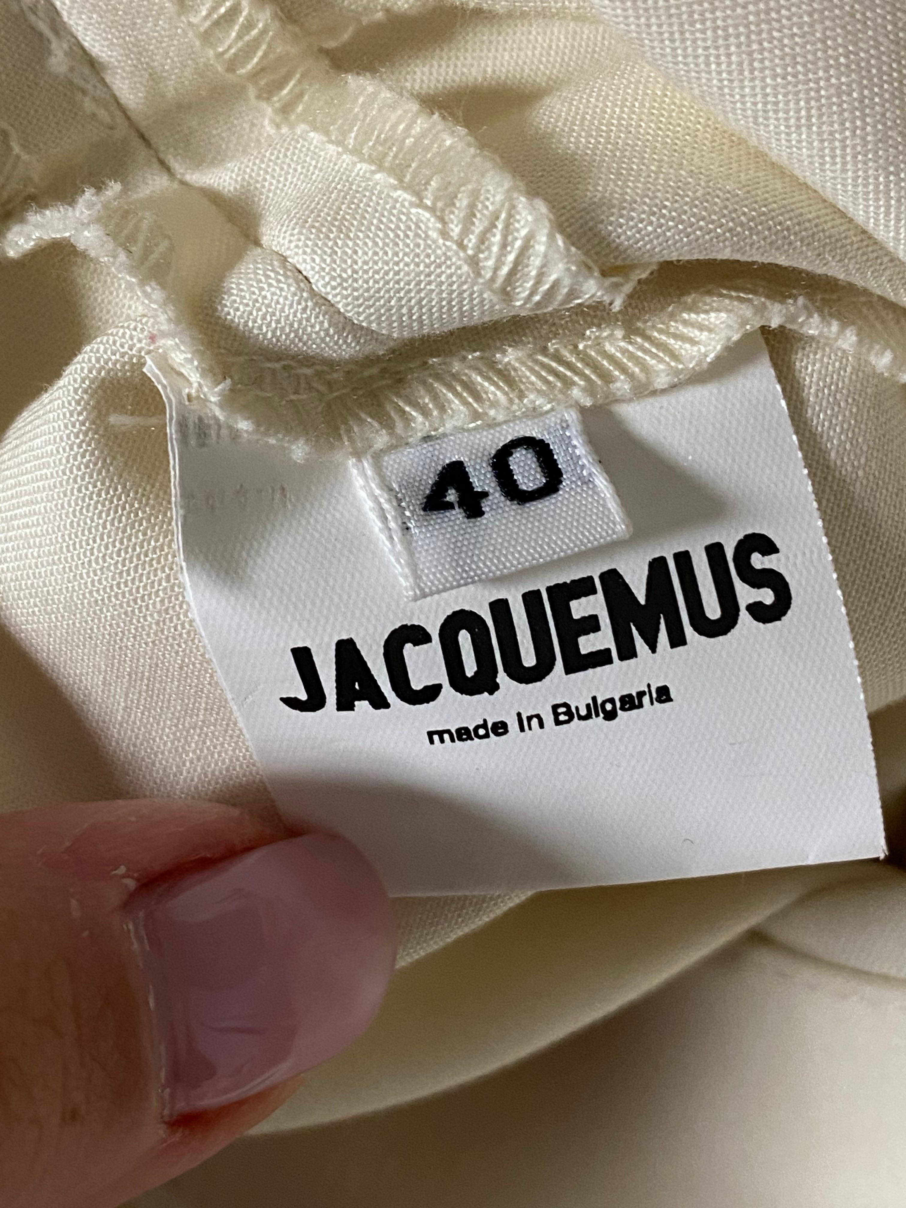 Jacquemus Cream, Ivory Cotton Shirt Top, Size 40 For Sale 3