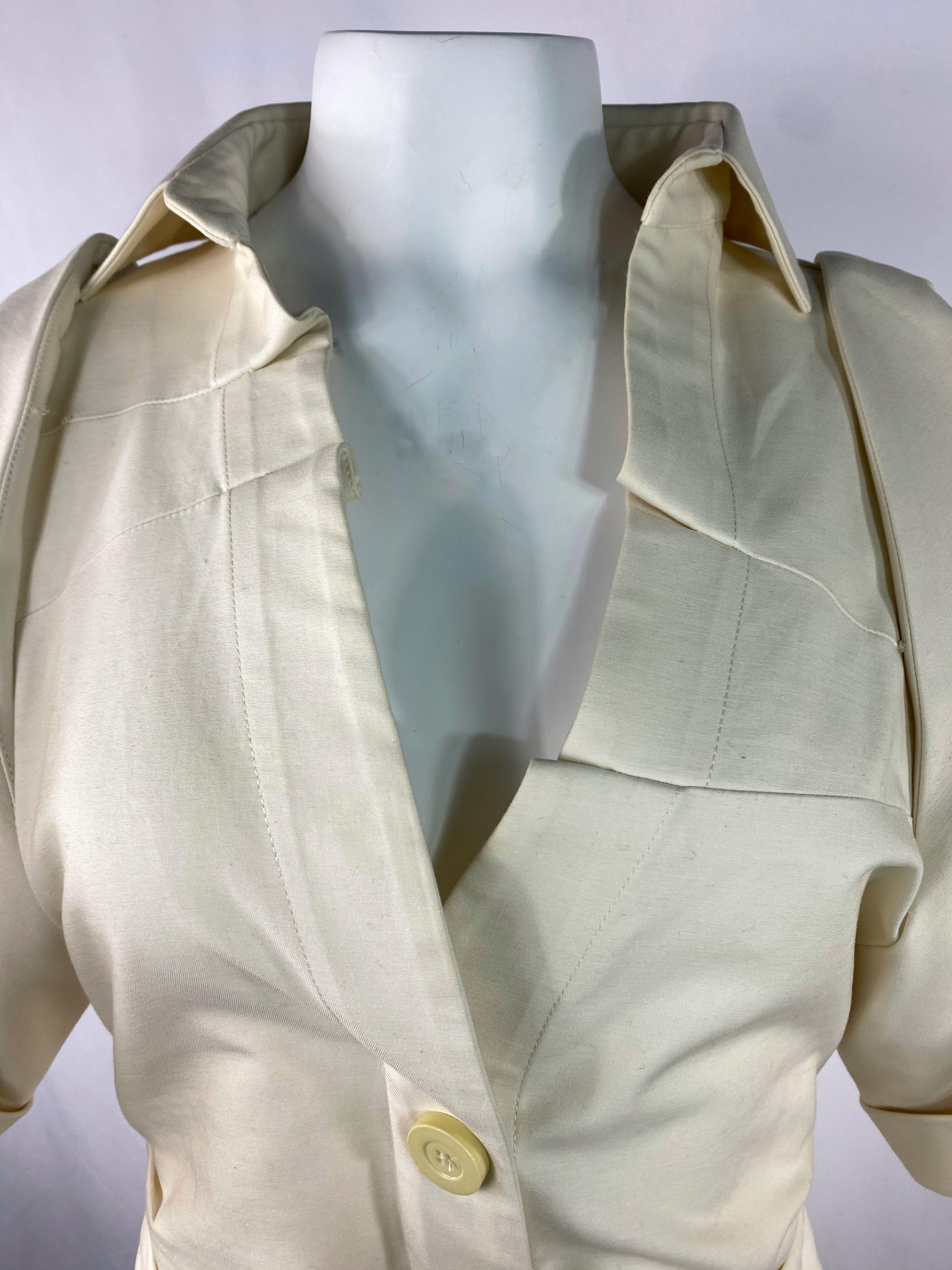 Jacquemus Cream, Ivory Cotton Shirt Top, Size 40 For Sale 1