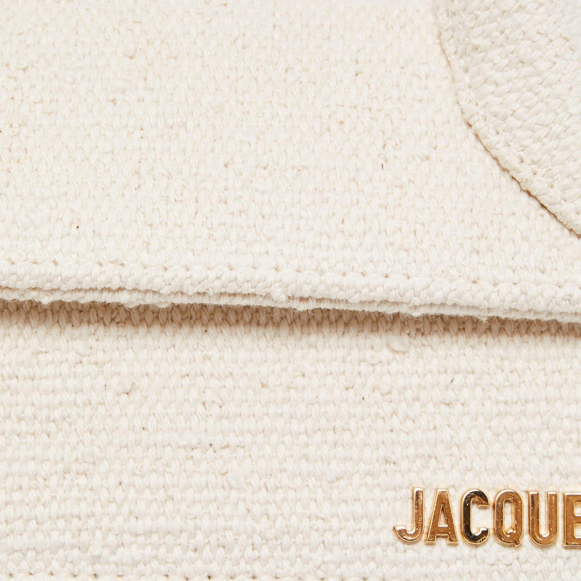 Jacquemus Cream Tweed Long Le Chiquito Top Handle Bag 4