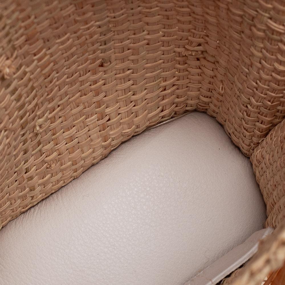 Women's Jacquemus Cream/White Woven Raffia and Leather Let Petite Baci Shoulder Bag