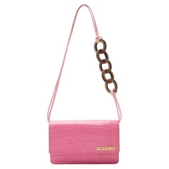 Jacquemus Croc Embossed Leather Le Riviera Shoulder Bag