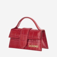 Jacquemus Crocodile-Embossed Calf Leather Shoulder Bag — Red