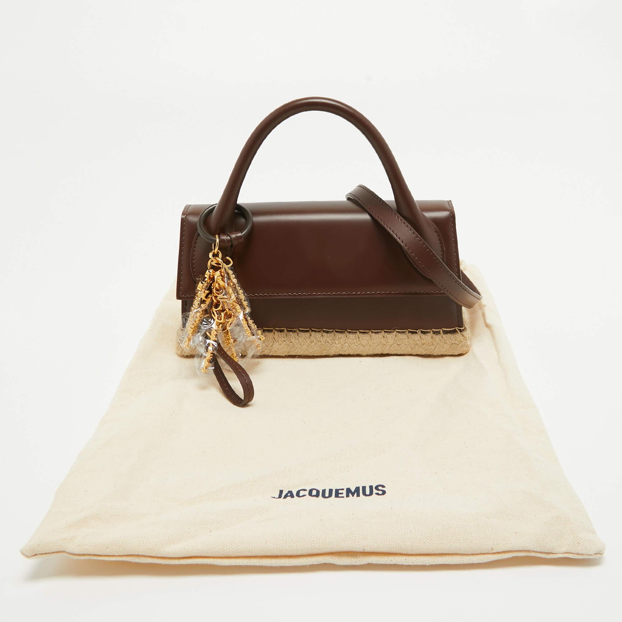 Jacquemus Dark Brown Leather Espadrille Long Le Chiquito Top Handle Bag 8