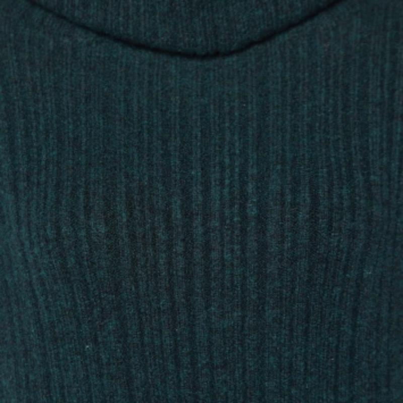 Jacquemus Dunkelgrün Merinowolle stricken Ausschnitt Rollkragen Weste XS (Schwarz) im Angebot