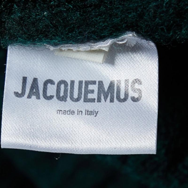 Jacquemus Dunkelgrün Merinowolle stricken Ausschnitt Rollkragen Weste XS im Angebot 1
