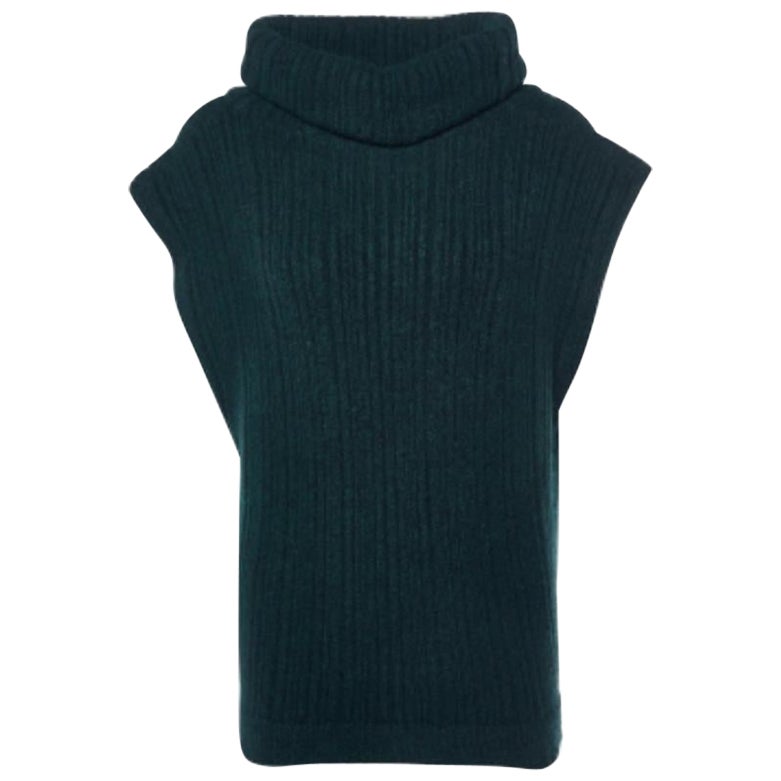 Jacquemus Dunkelgrün Merinowolle stricken Ausschnitt Rollkragen Weste XS im Angebot