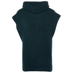 Jacquemus Chaleco de cuello alto recortado de punto de lana merina verde oscuro XS