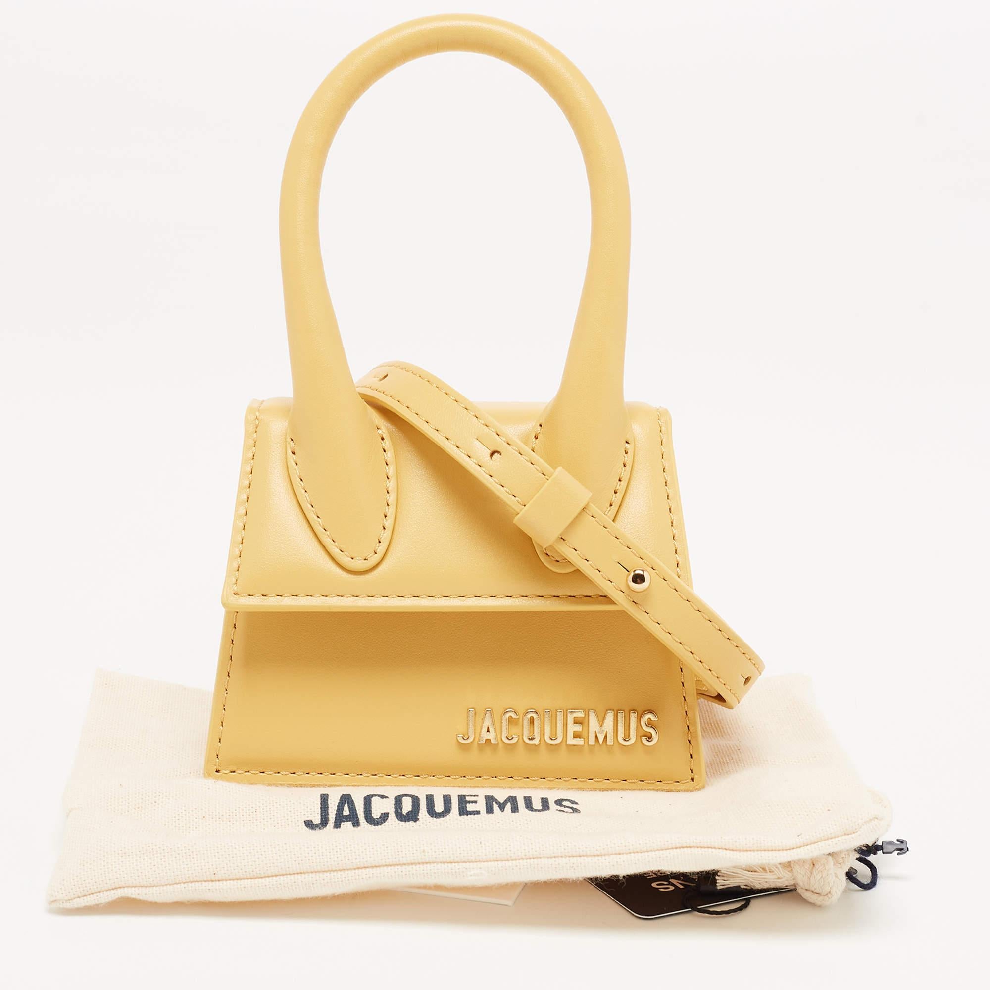 Women's Jacquemus Dark Yellow Leather Mini Le Chiquito Top Handle Bag