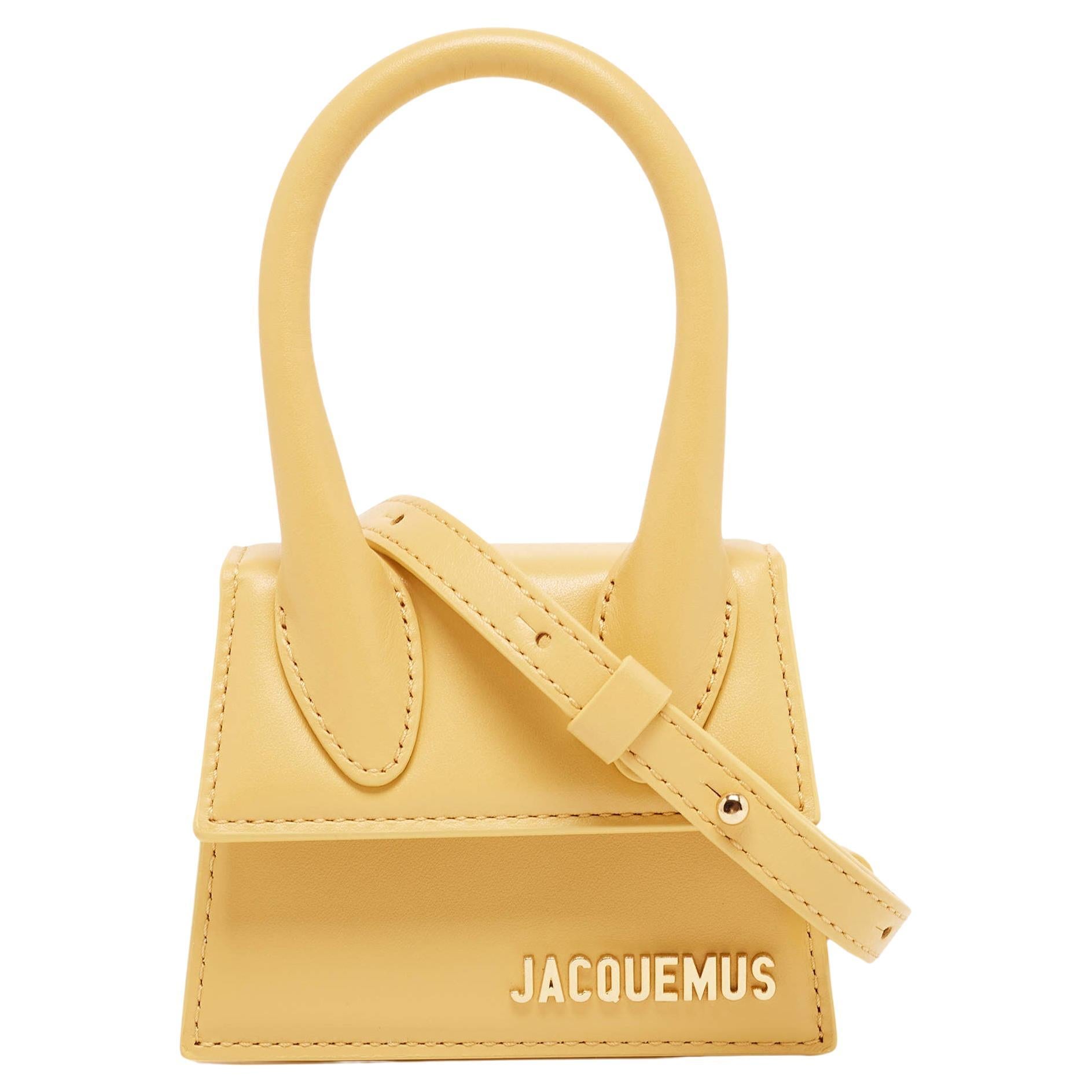 Jacquemus Dark Yellow Leather Mini Le Chiquito Top Handle Bag