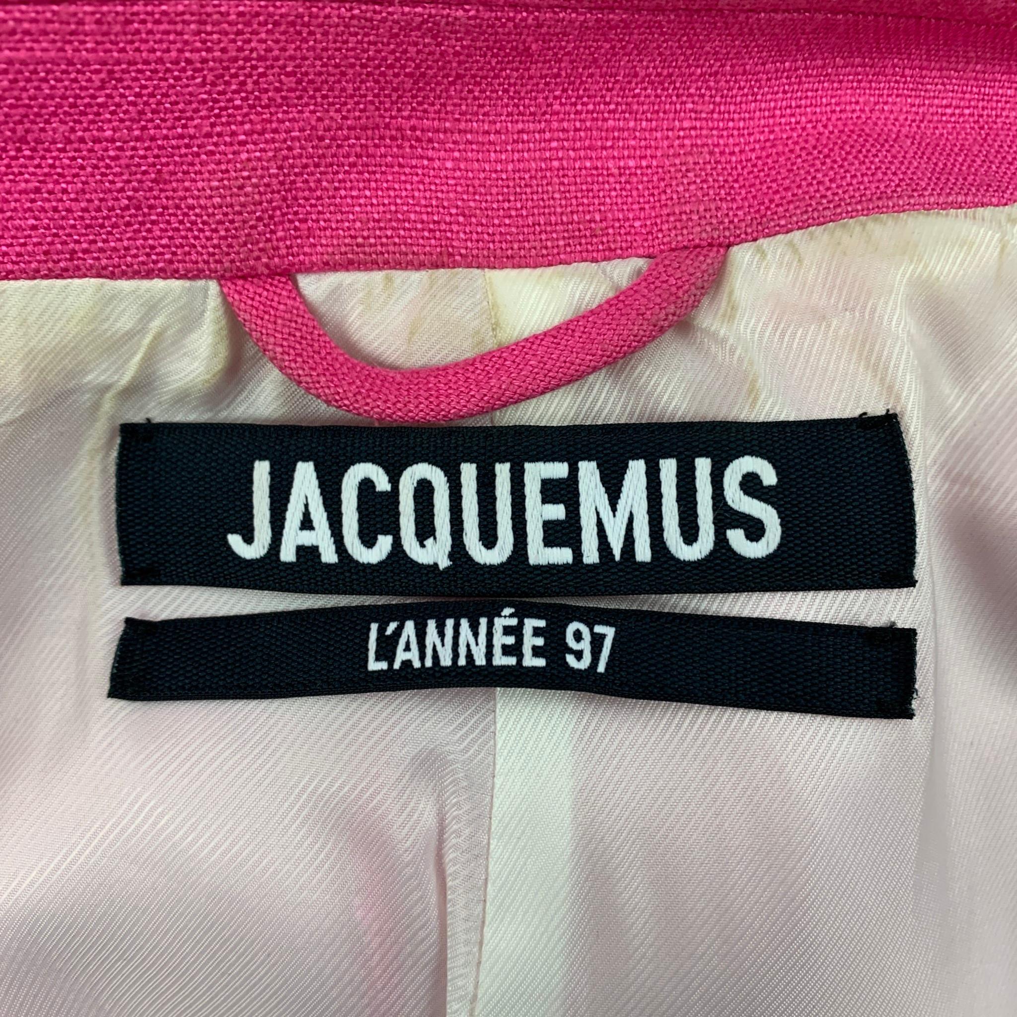 JACQUEMUS FW 20 Size 36 Pink Viscose Linen Notch Lapel Sport Coat In Good Condition In San Francisco, CA
