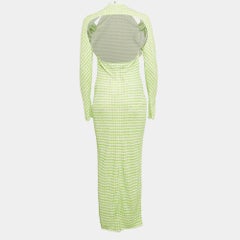 Jacquemus Green Checkered Print Jersey La Robe Nodi Midi Dress M
