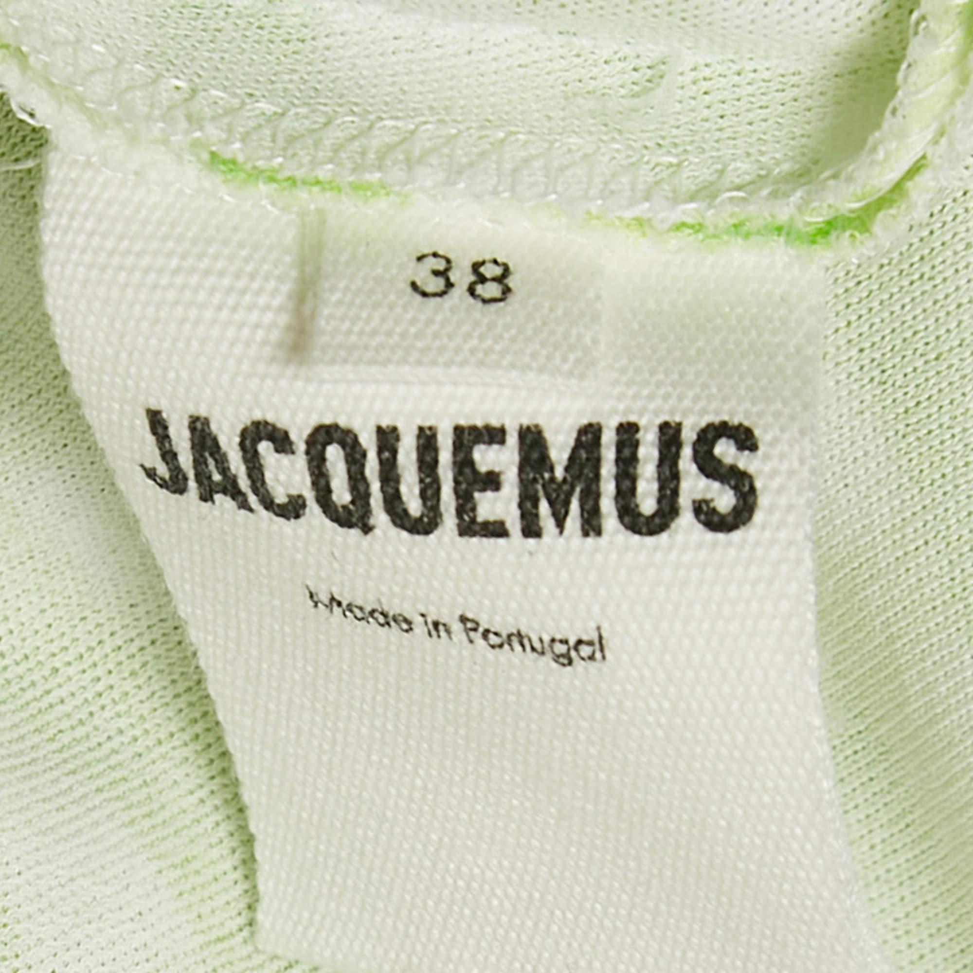 Women's Jacquemus Green Checkered Print Jersey La Robe Nodi Midi Dress M For Sale