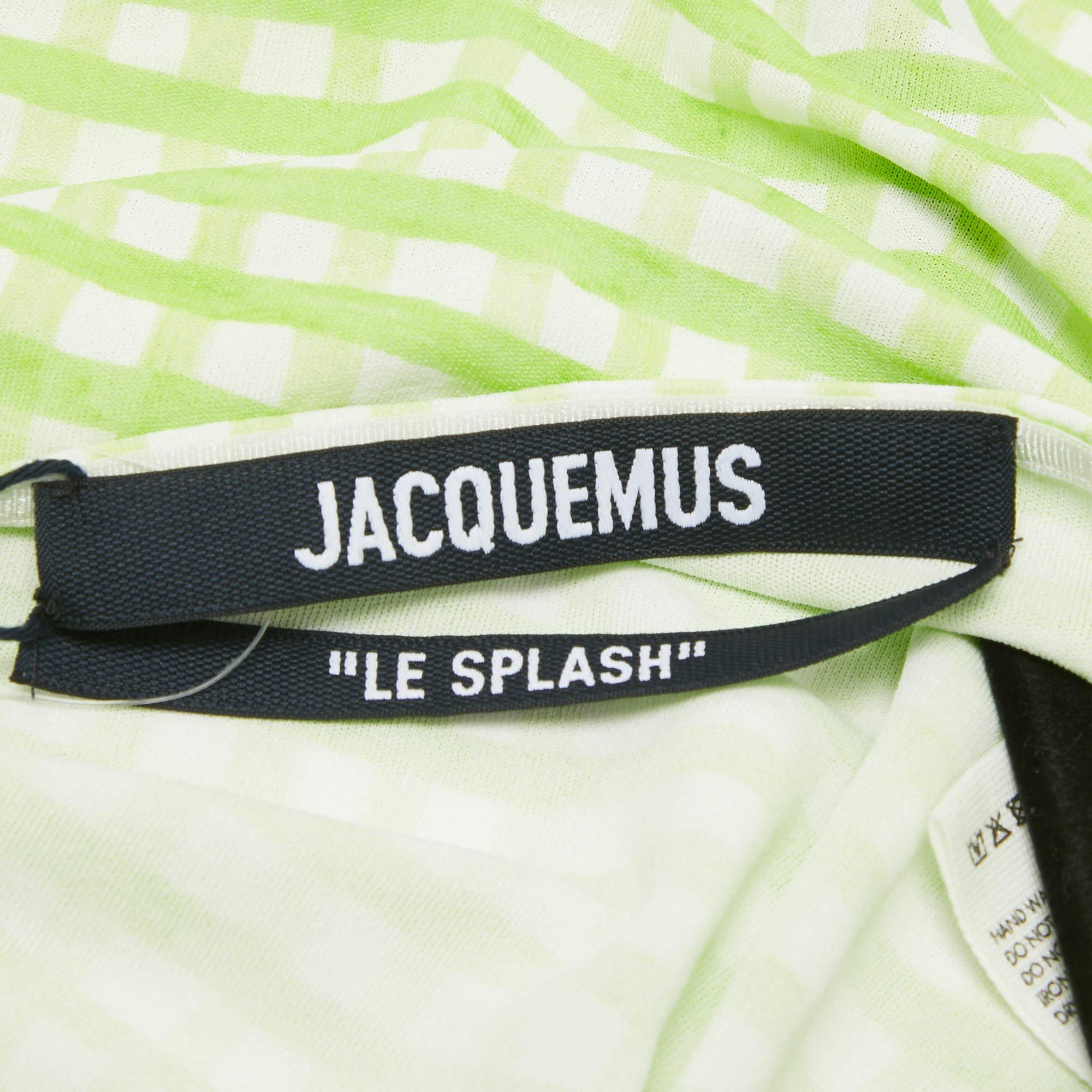 Women's Jacquemus Green Checks Jersey Le Body Nodi Bodysuit M For Sale