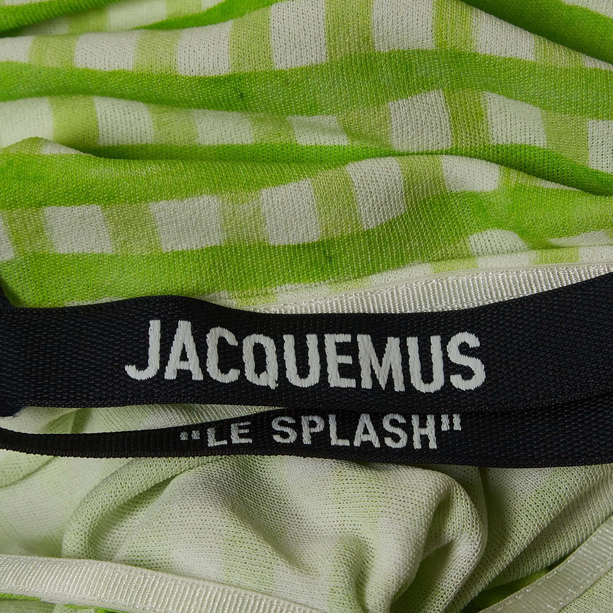 Women's Jacquemus Green Checks Jersey Le Body Nodi Bodysuit M For Sale