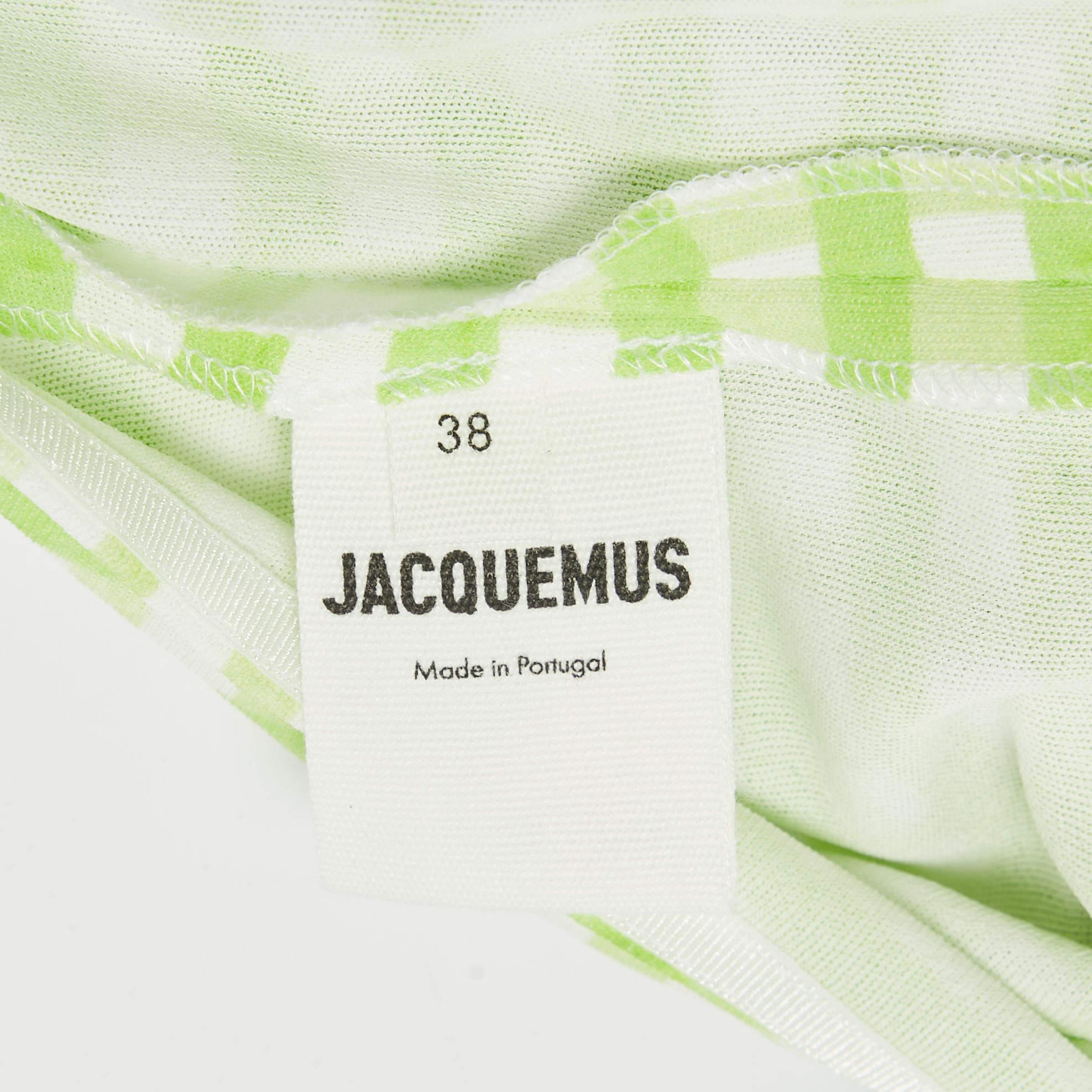 Jacquemus Green Checks Jersey Le Body Nodi Bodysuit M For Sale 1