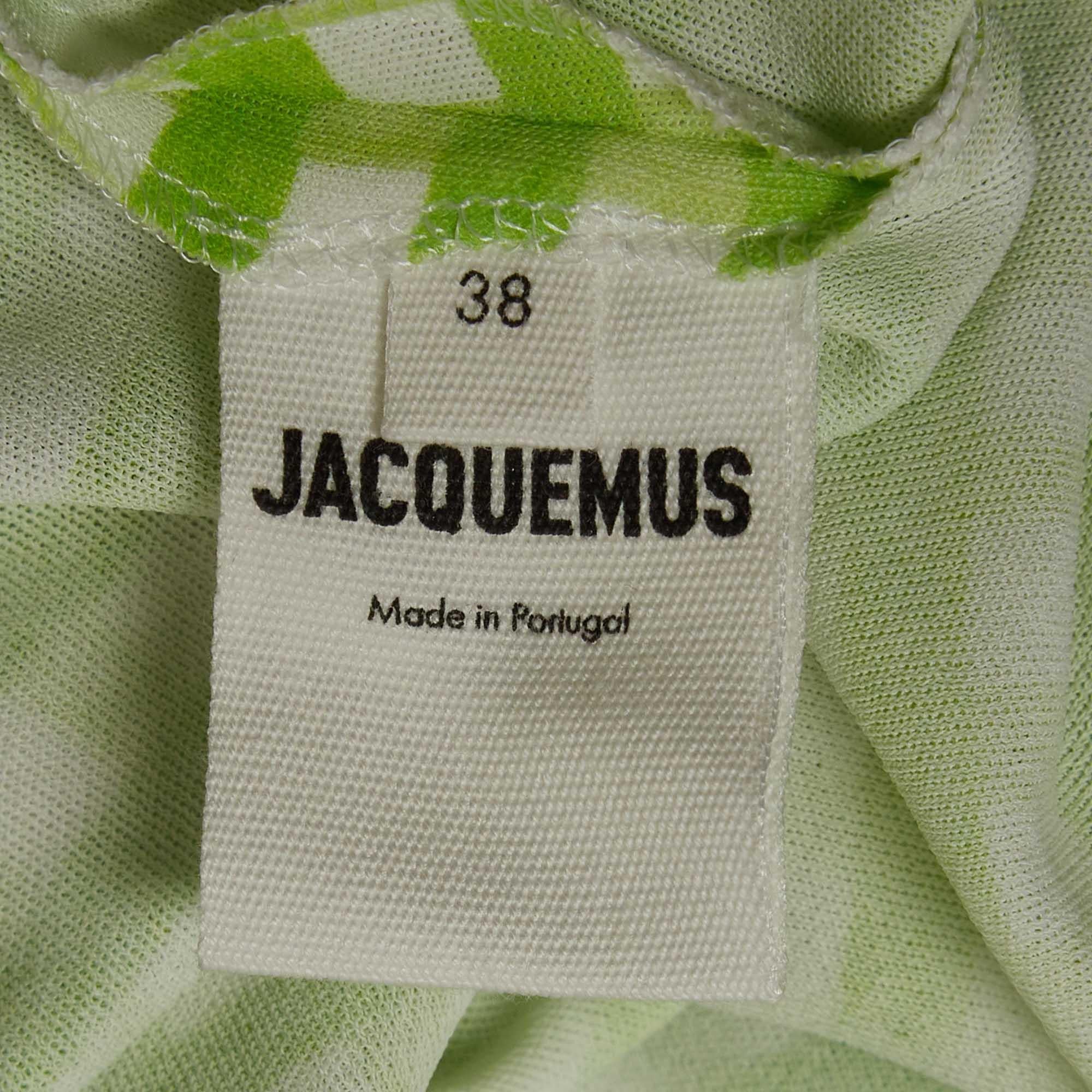 Jacquemus Green Checks Jersey Le Body Nodi Bodysuit M For Sale 1