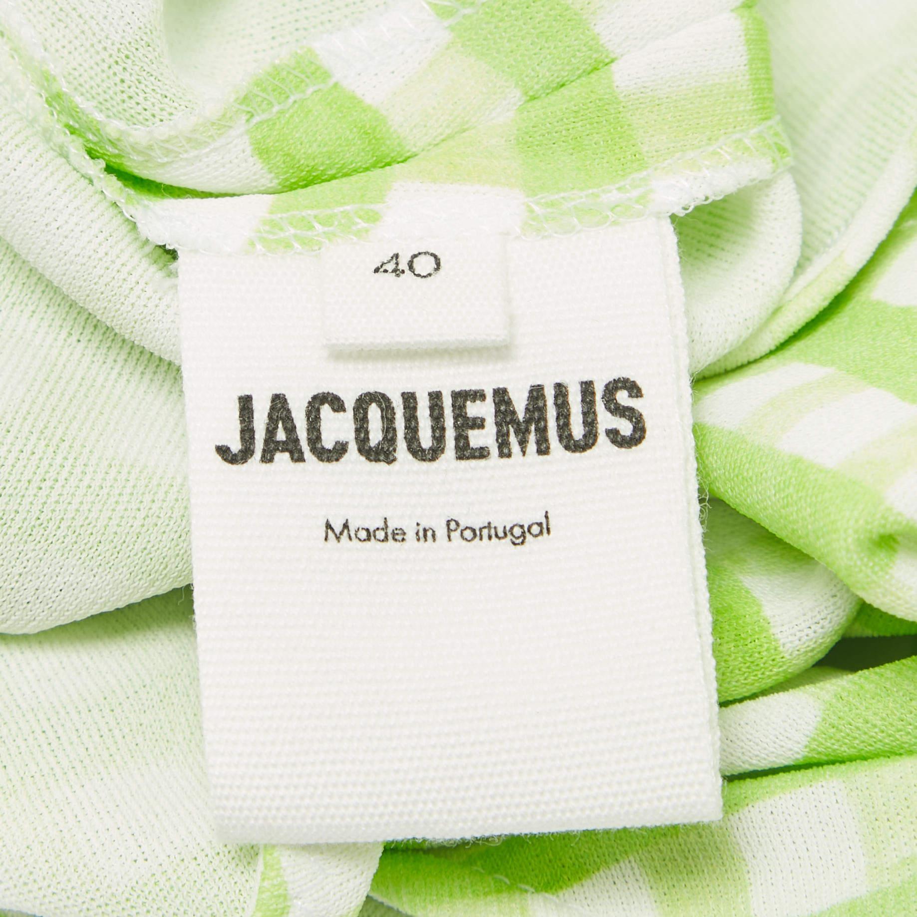 Jacquemus Green Checks Jersey Le Body Nodi Bodysuit M For Sale 2