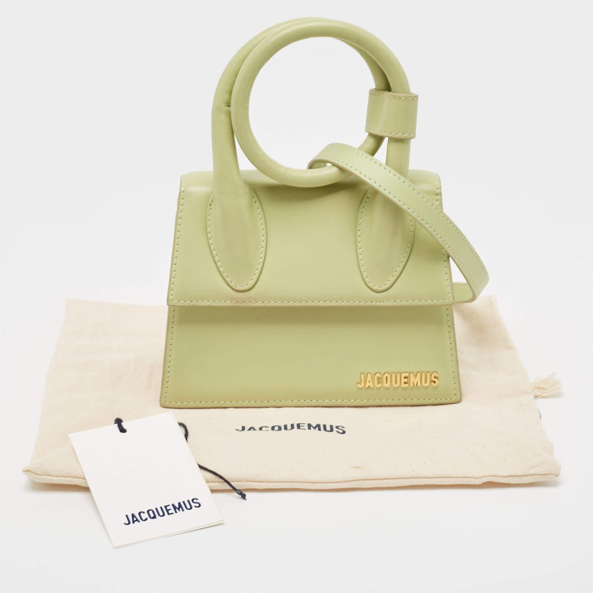 Jacquemus Green Leather Le Chiquito Noeud Top Handle Bag 8