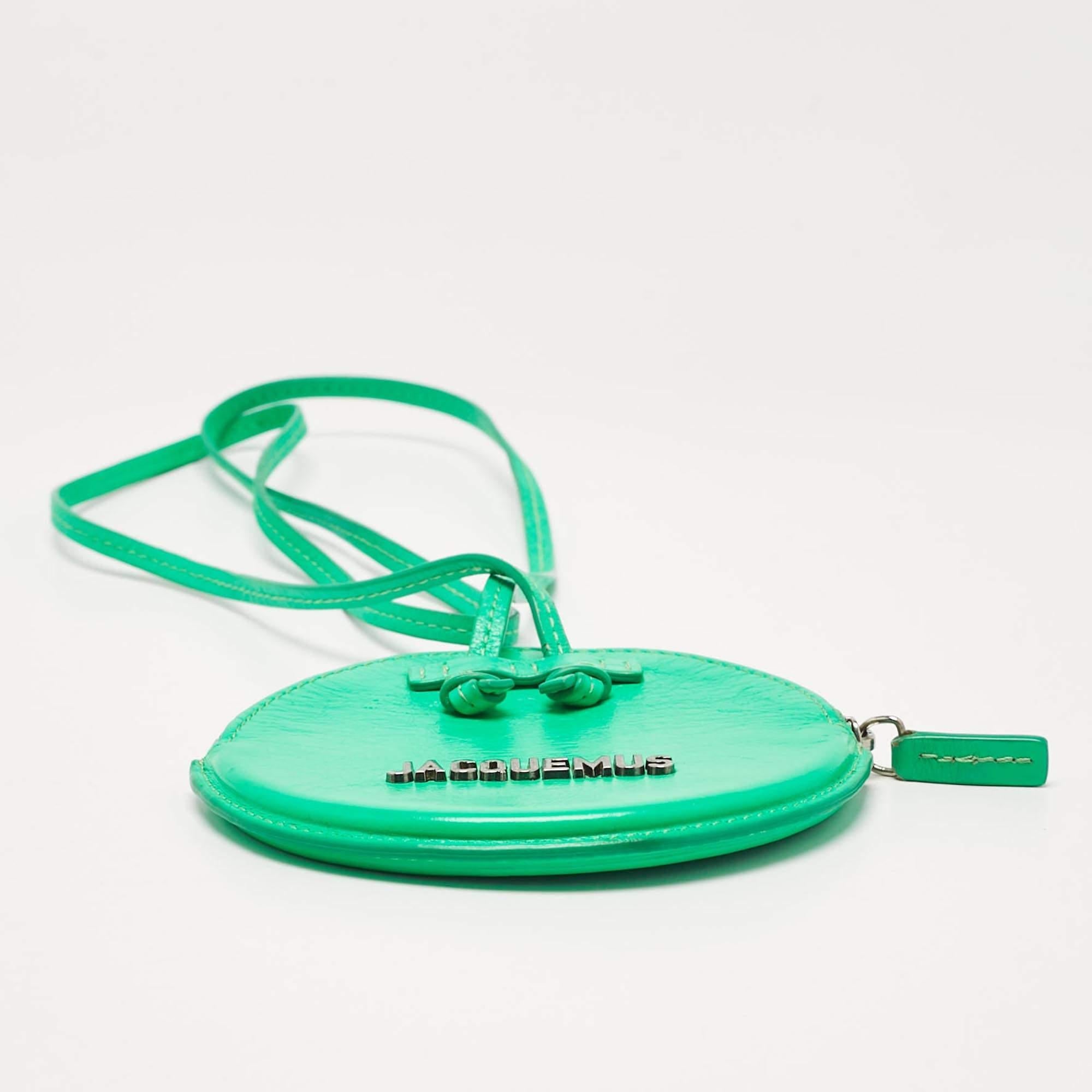 Jacquemus Green Leather Le Pitchou Coin Purse For Sale 3