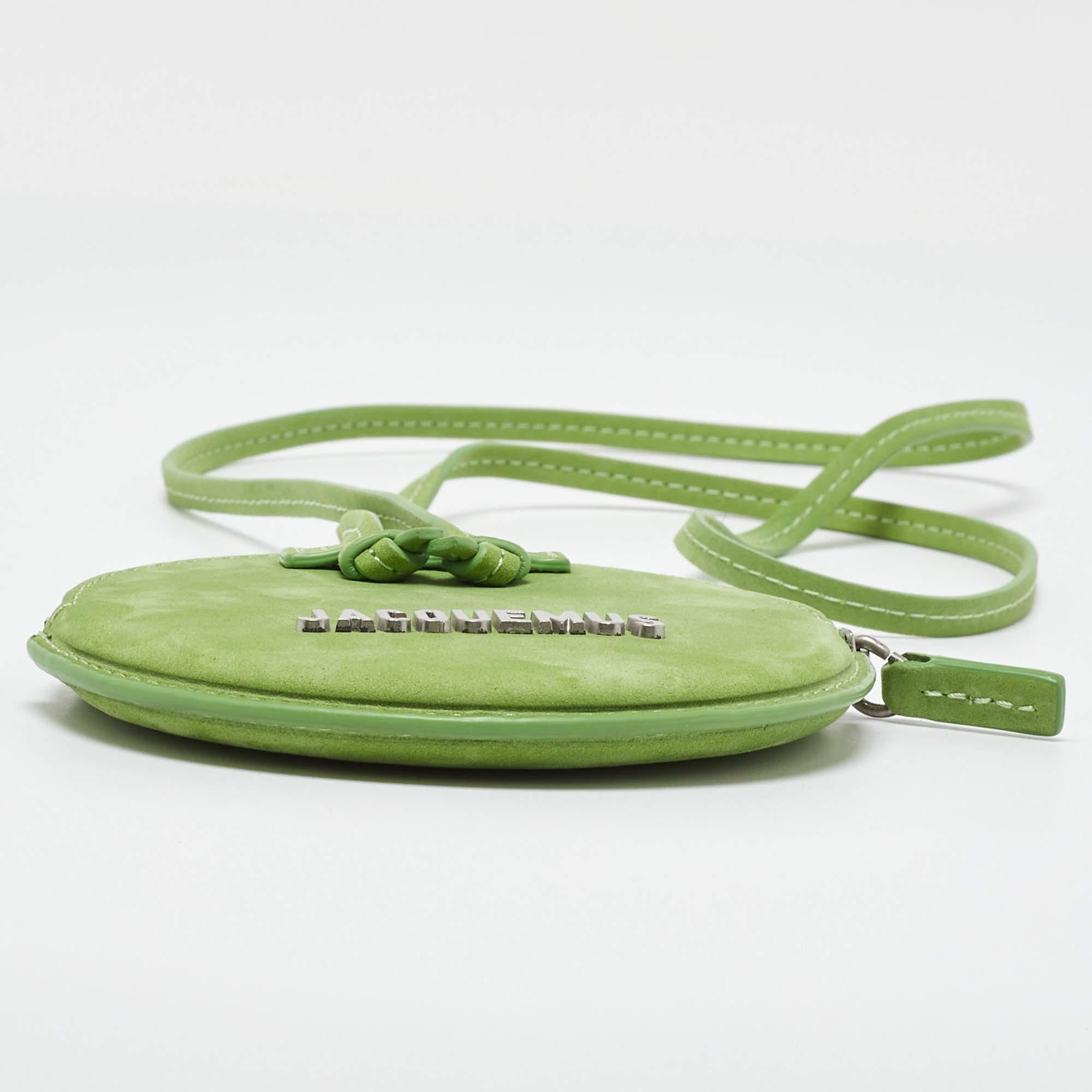 Jacquemus Green Suede Le Pitchou Coin Purse For Sale 2