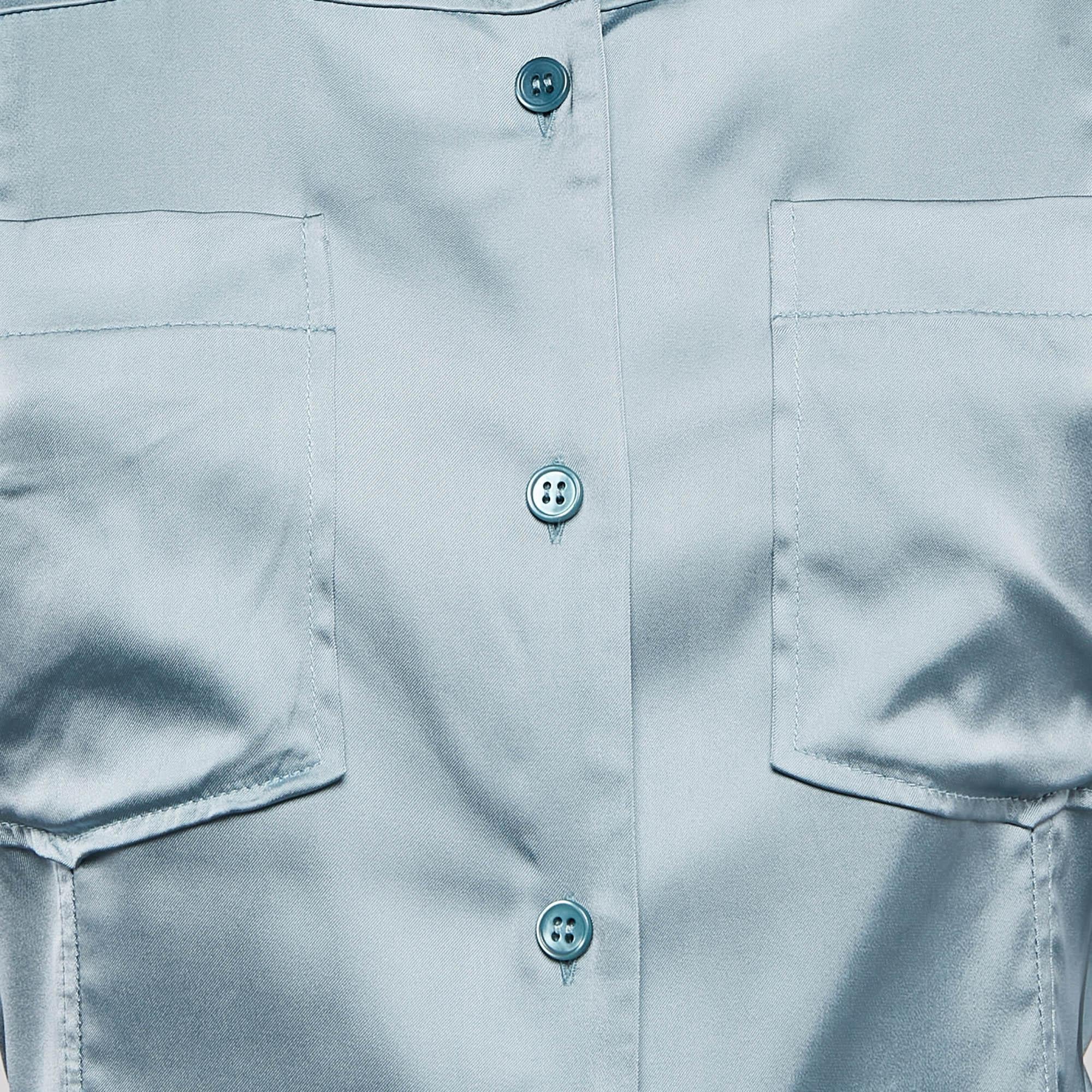 Jacquemus Grey Satin Open-Back La Chemise Mentalo Shirt S In Good Condition In Dubai, Al Qouz 2