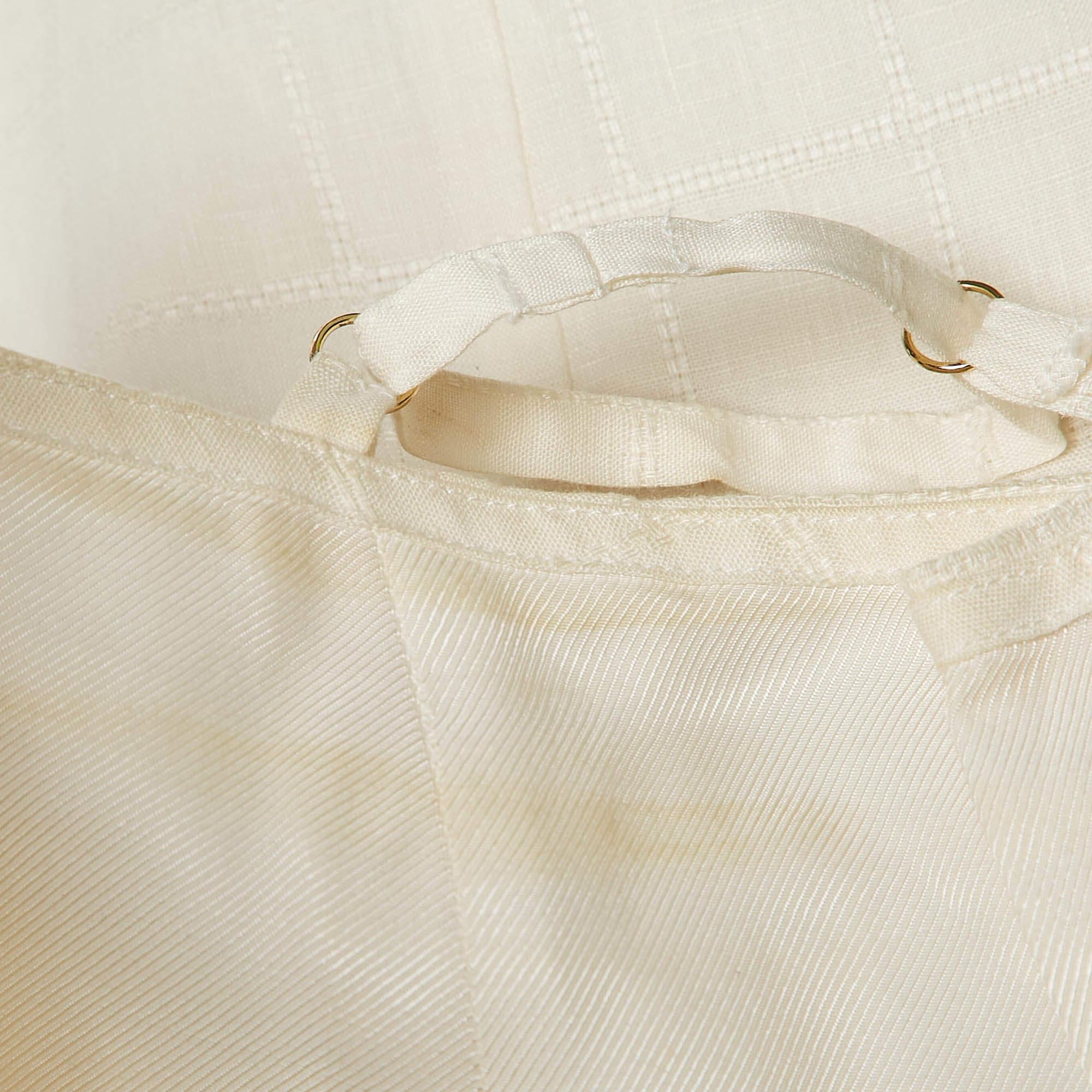 Jacquemus Ivory White Checked Linen L'amour Maxi Skirt M For Sale 1