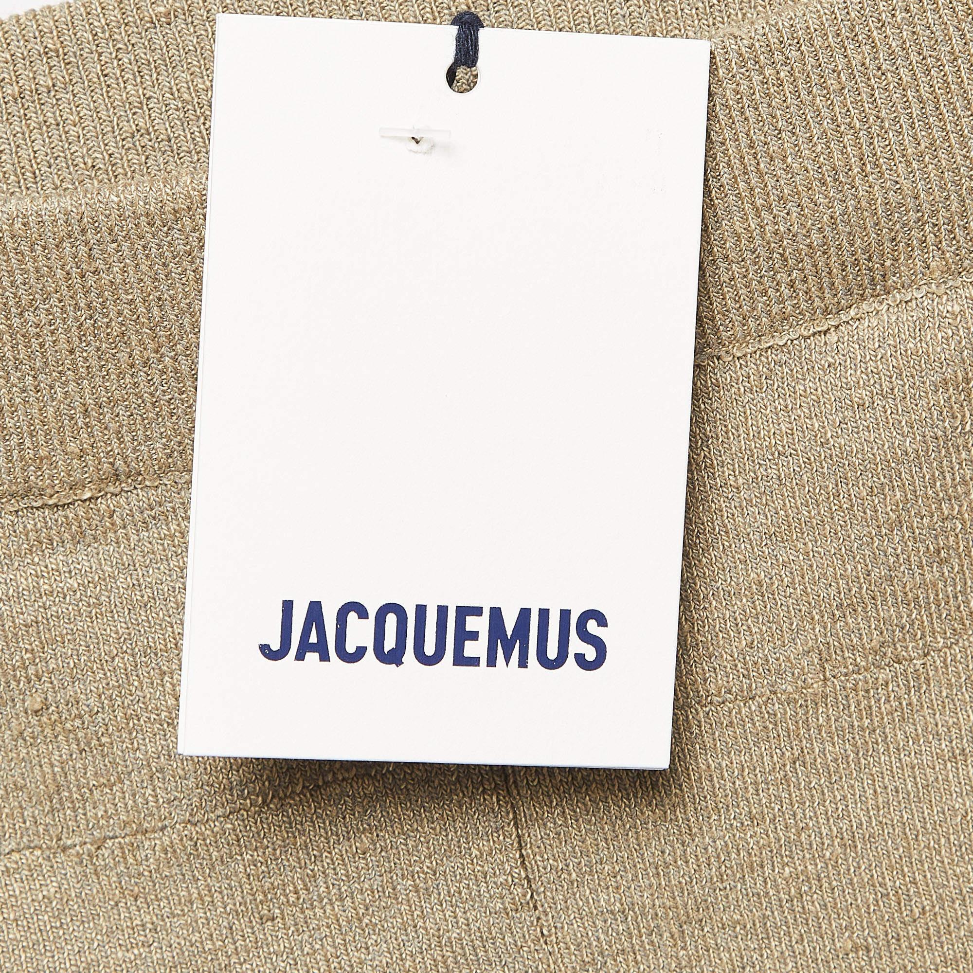 Jacquemus - Short Sierra en lin mélangé vert kaki L en vente 1