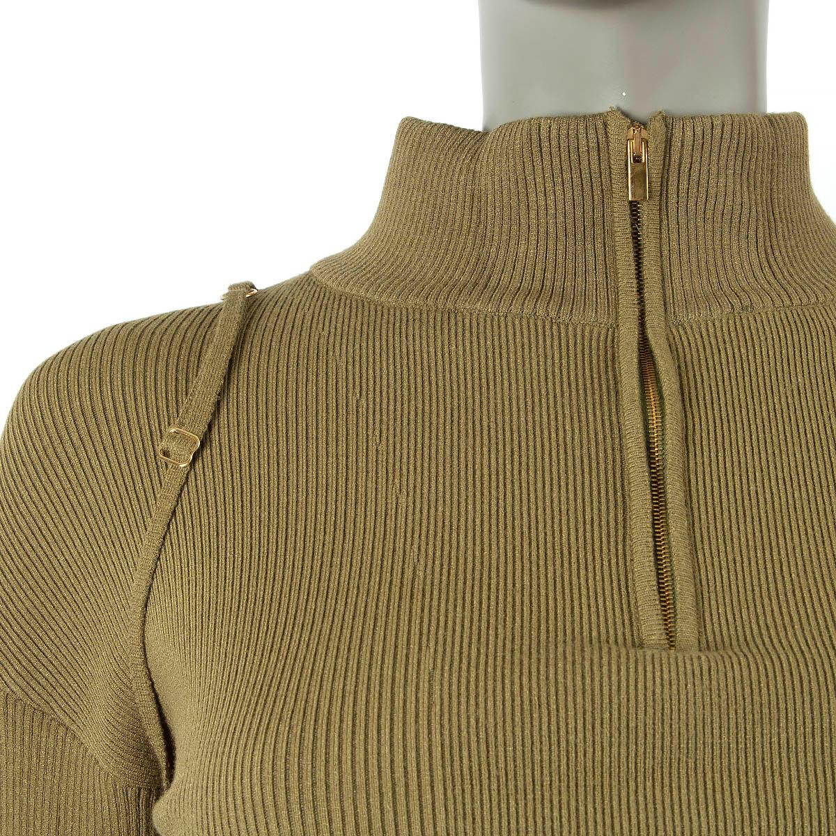 JACQUEMUS khaki green viscose 2021 BORMIO Turtleneck Sweater 38 S For Sale 1