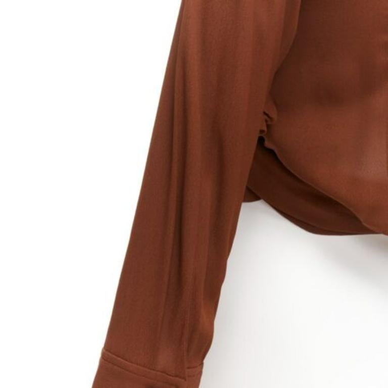 JACQUEMUS La Bomba brown viscose silky tie wrap crop shirt FR38 M For Sale 2