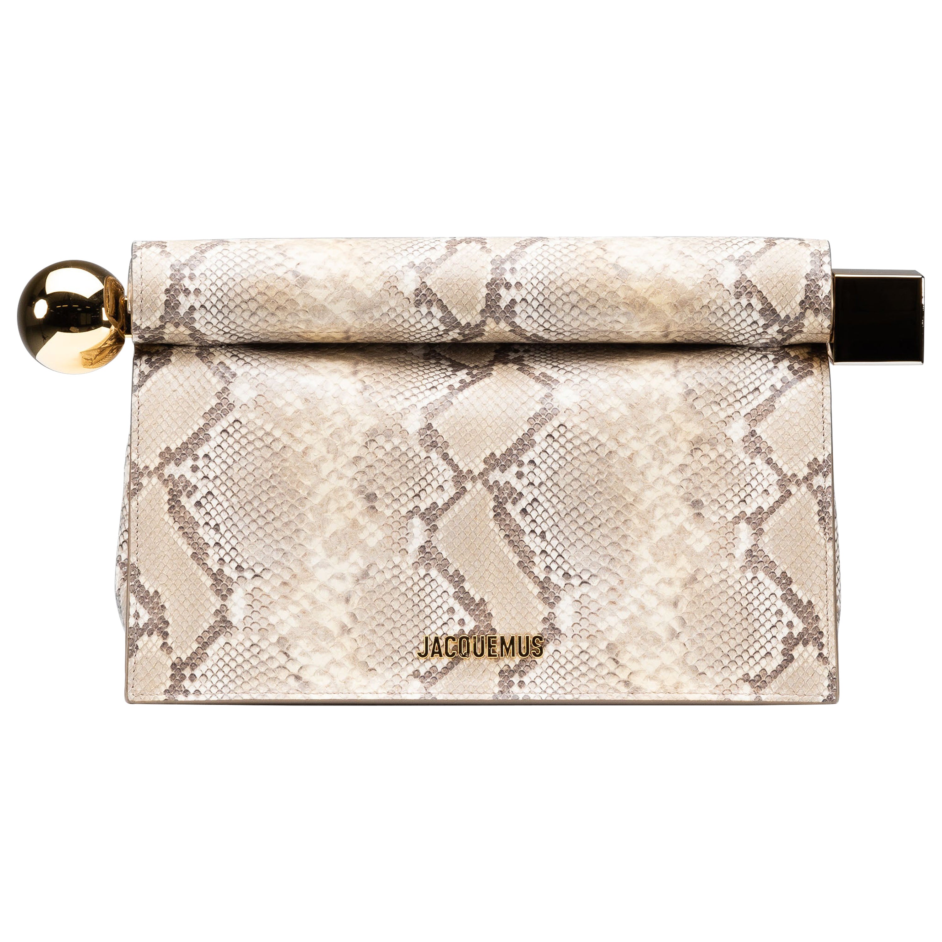 Jacquemus La Pochette NEW RARE rond carré Beige Clutch LES SCULPTURES en vente
