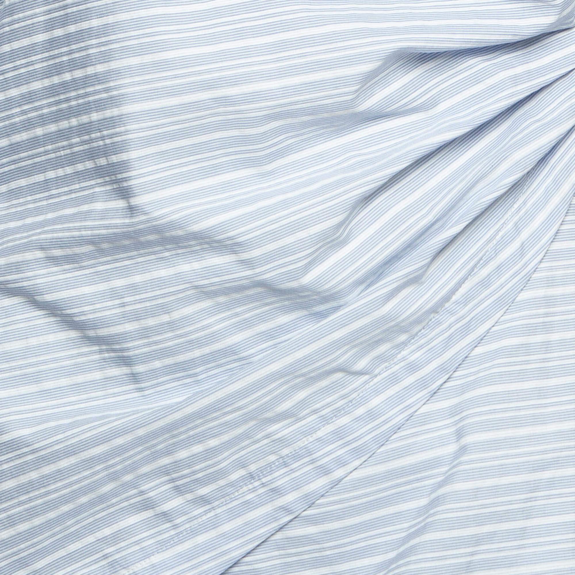 Gray Jacquemus La Reconstruction Blue Stripe Patterned Cotton Ruched Mini Dress M