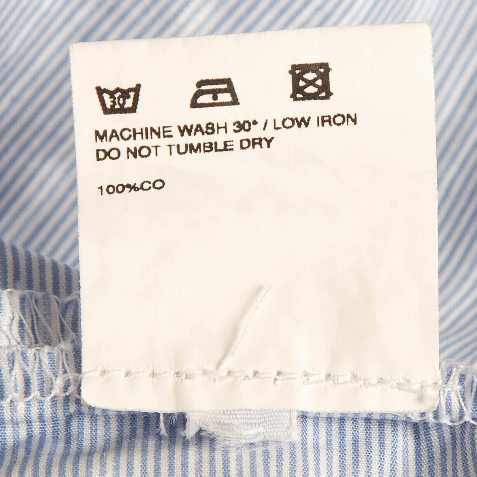 Jacquemus La Reconstruction Blue Stripe Patterned Cotton Ruched Mini Dress M 1