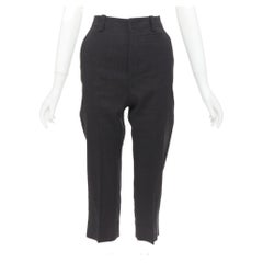 JACQUEMUS L'amour black hemp wool high rise cropped clam digger pants FR34 XS