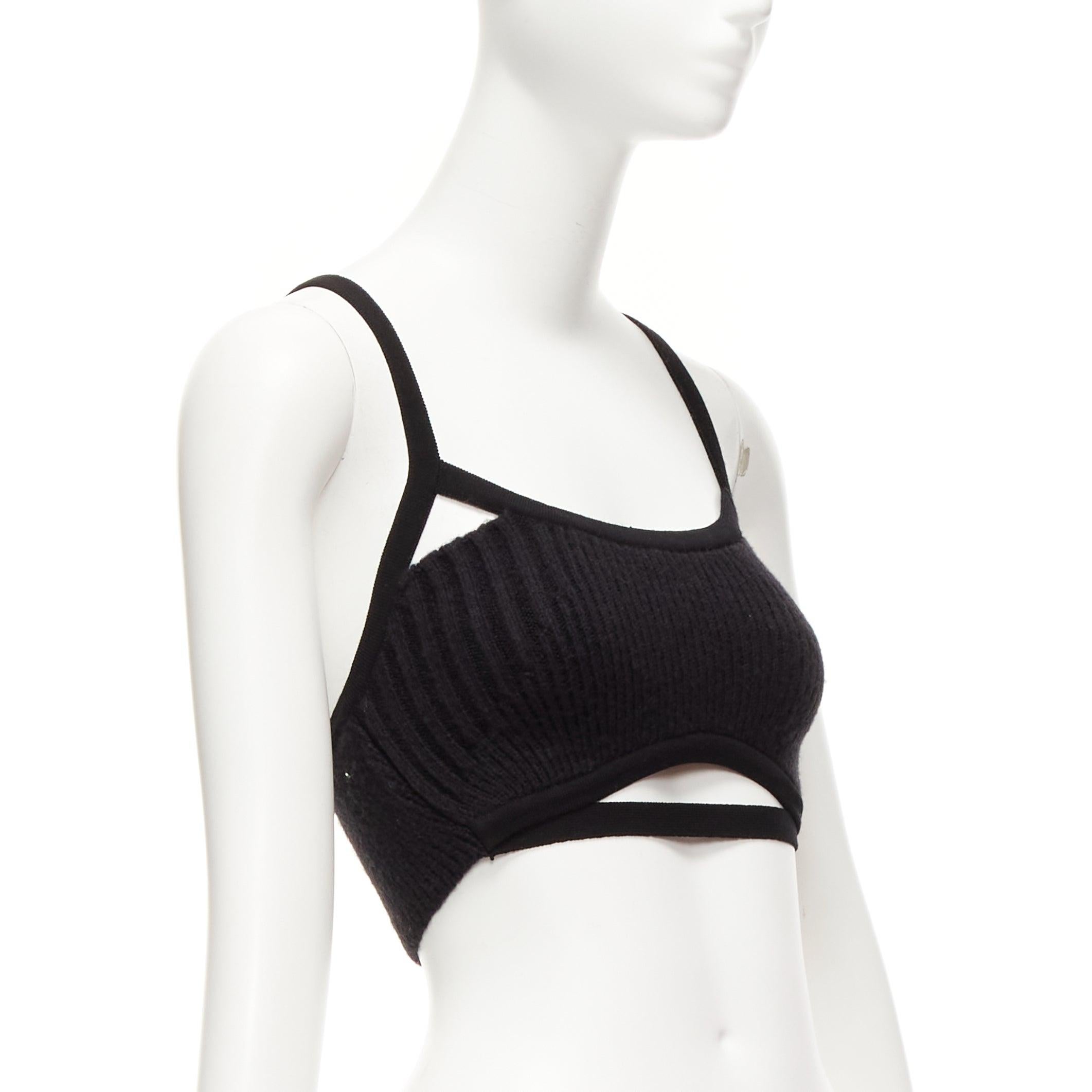 JACQUEMUS Le Bandeau Bellinu black ribbed cut out bralette crop top FR38 M In New Condition For Sale In Hong Kong, NT