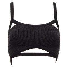 Jacquemus Le Bandeau Bellinu nero a costine, bralette crop top FR38 M