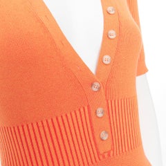 Jacquemus Le Body Yauco - top polo a coste arancione FR36 S