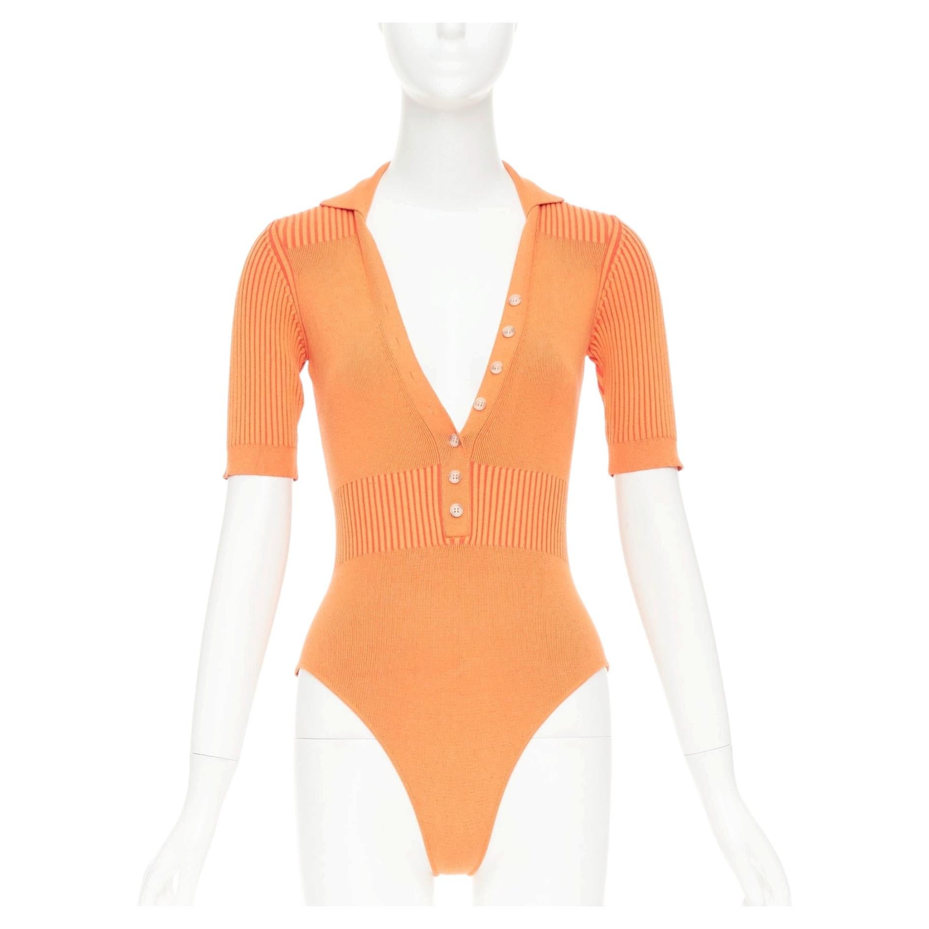 Jacquemus Le Body Yauco - top polo a coste arancione FR36 S in vendita