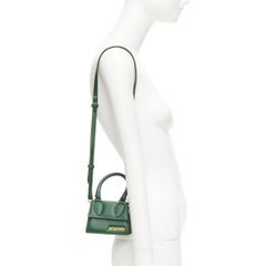 Jacquemus Le Chiquito borsa mini crossbody in pelle di vitello verde con logo oro