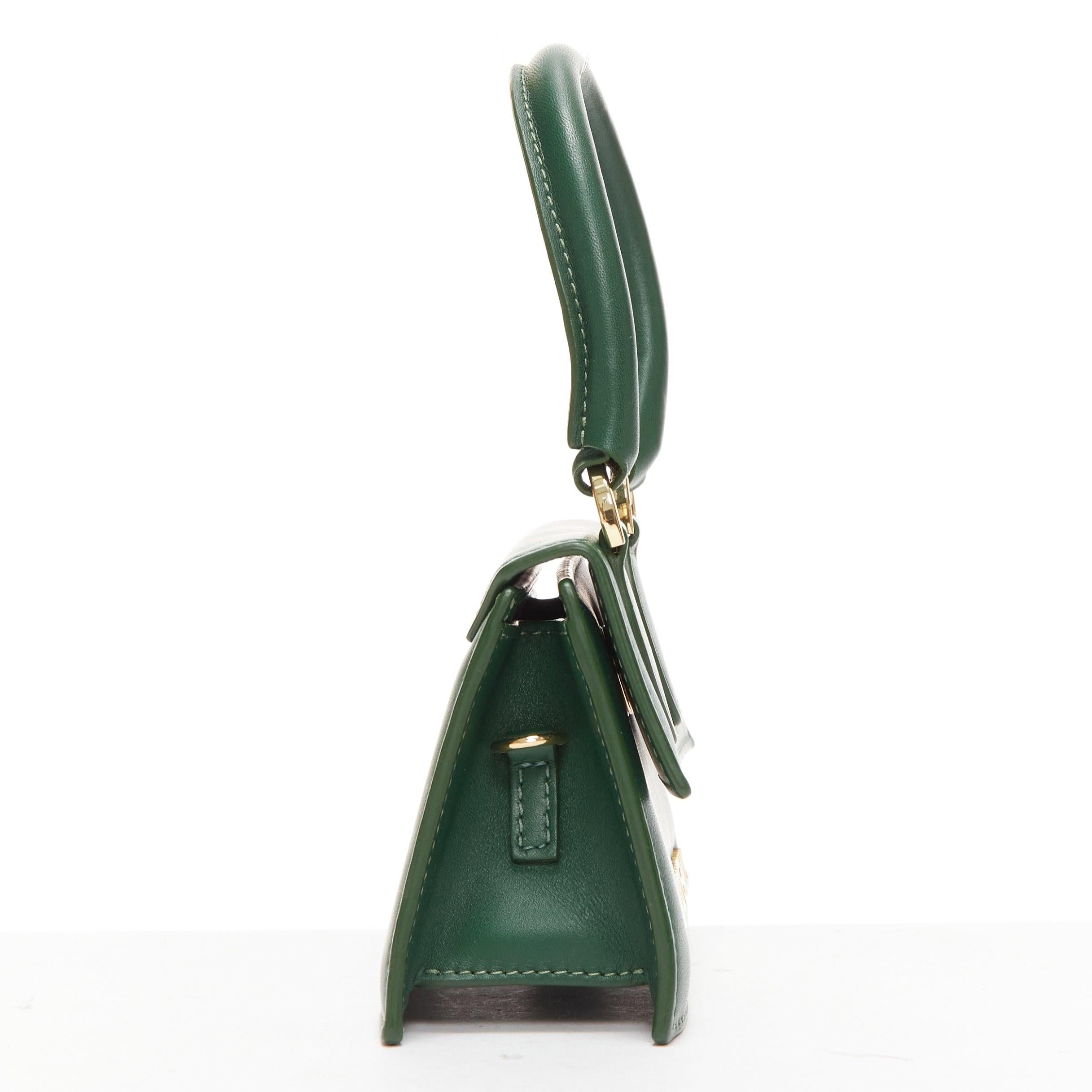 JACQUEMUS Le Chiquito green calfskin gold logo mini crossbody bag In Good Condition For Sale In Hong Kong, NT