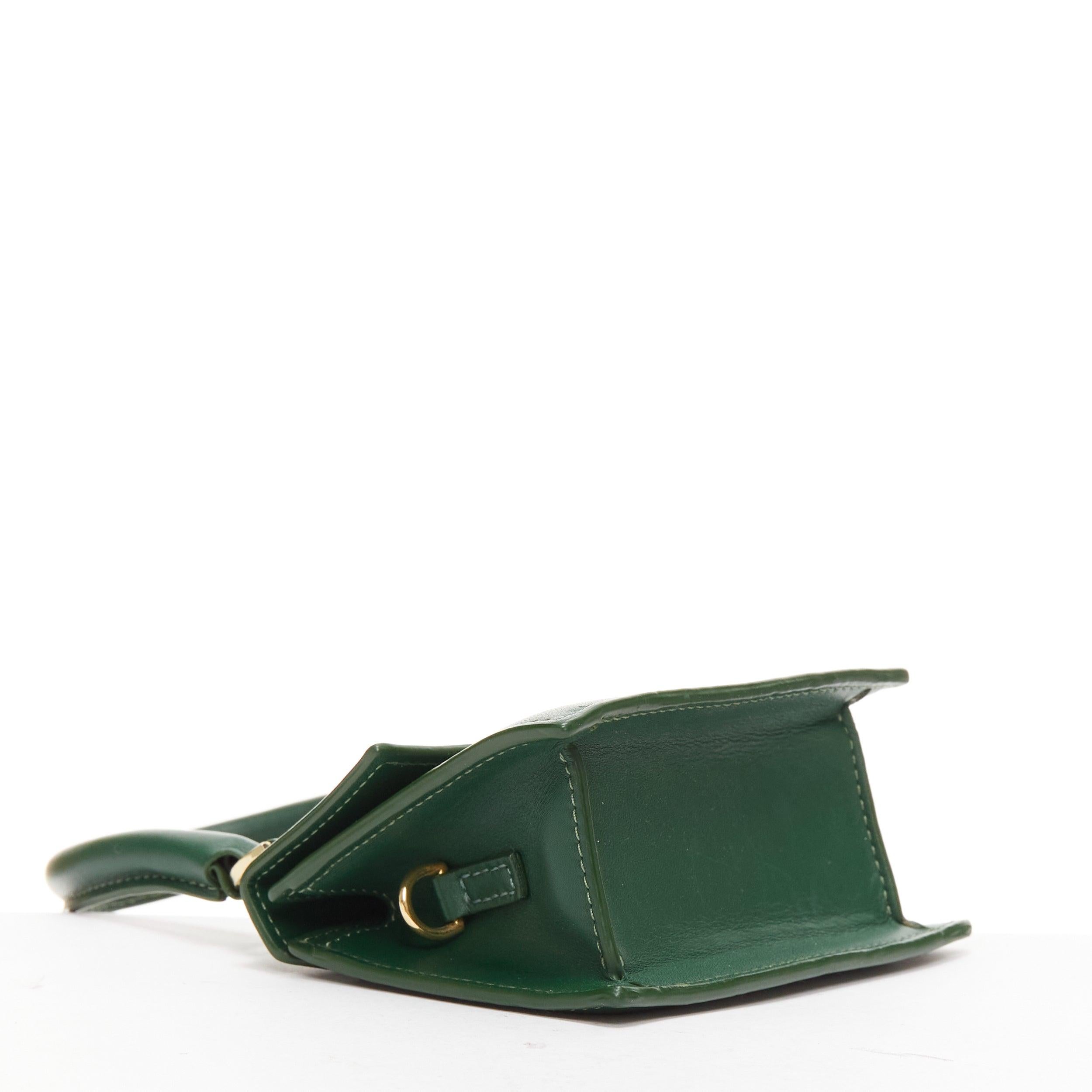 JACQUEMUS Le Chiquito green calfskin gold logo mini crossbody bag For Sale 1