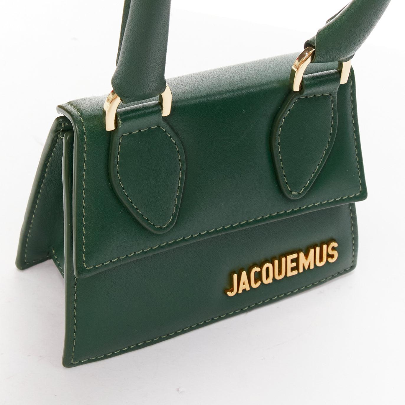JACQUEMUS Le Chiquito green calfskin gold logo mini crossbody bag For Sale 2