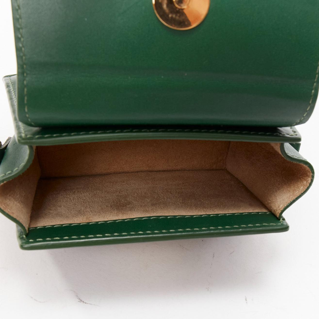 JACQUEMUS Le Chiquito green calfskin gold logo mini crossbody bag For Sale 3