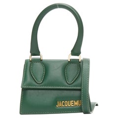 JACQUEMUS Le Chiquito green calfskin gold logo mini crossbody bag