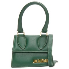 JACQUEMUS Le Chiquito green calfskin gold logo mini crossbody bag