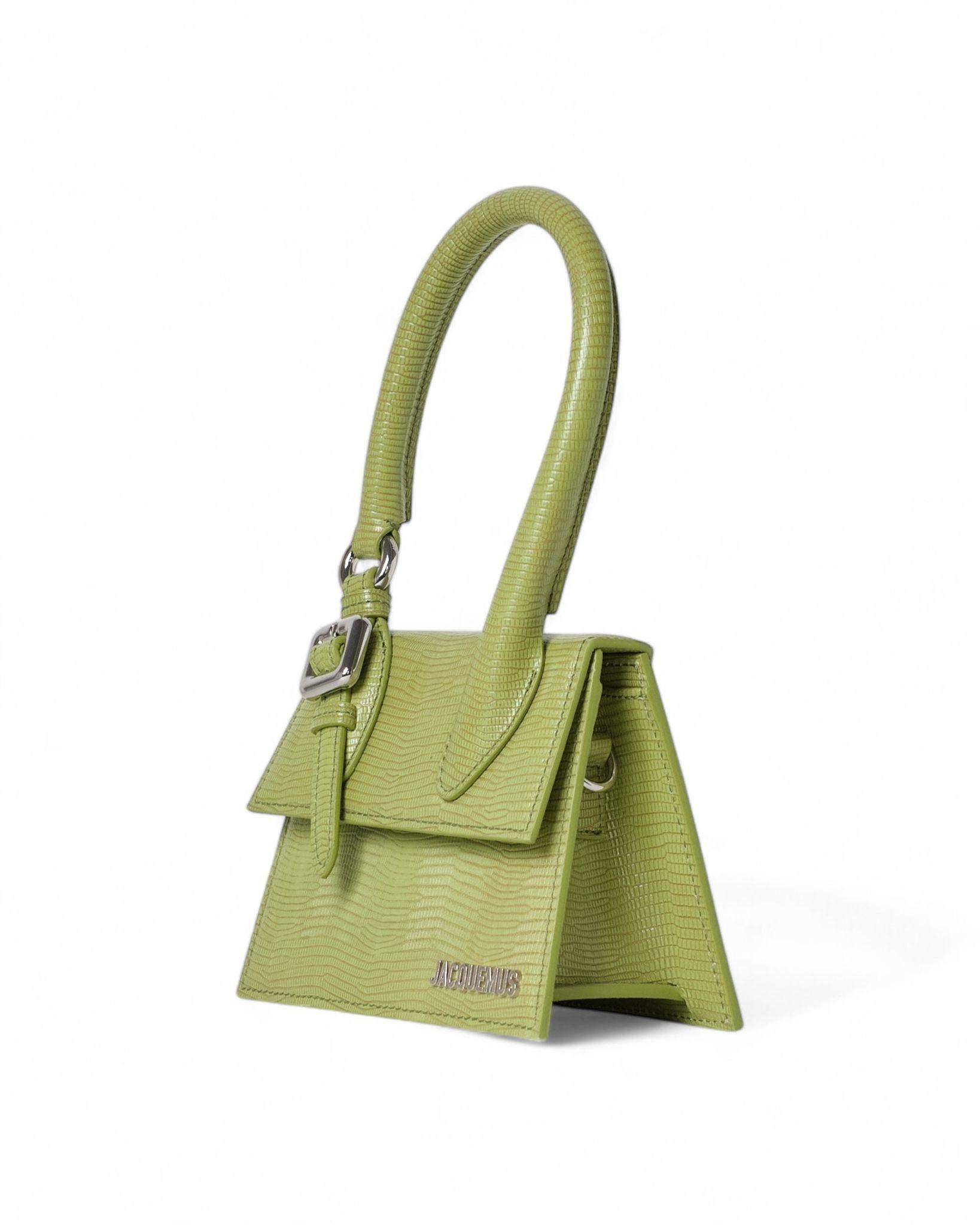 Jacquemus Le Chiquito Moyen Boucle Python Vert en vente 2