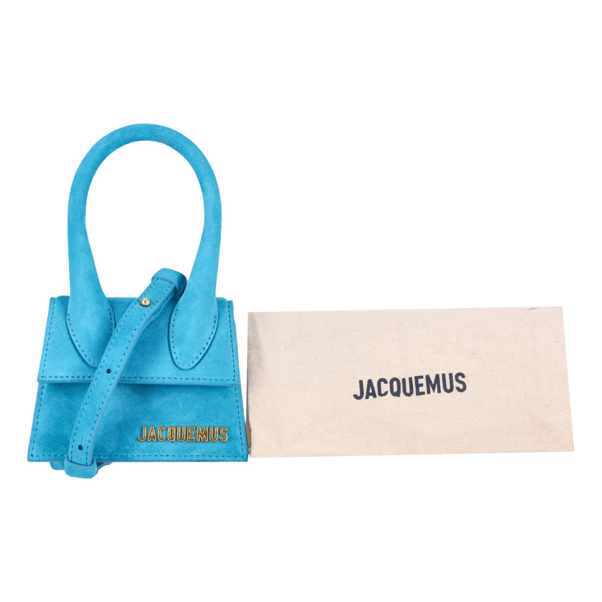 Mini bolso de ante Jacquemus Le Chiquito Azul en venta