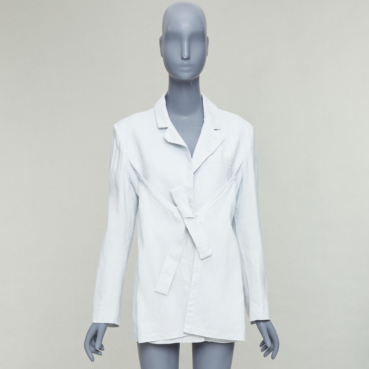 JACQUEMUS Le Coup De Soleil blue hemp virgin wool blend blazer FR34 XS For Sale 5